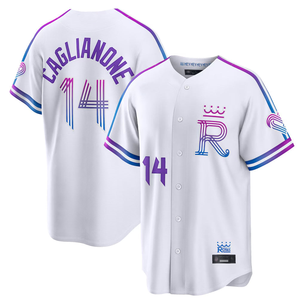 tocy KC.Royals #14 Jac Caglianone Player White 2026 City Connect Limited Home Stitched Jerseys