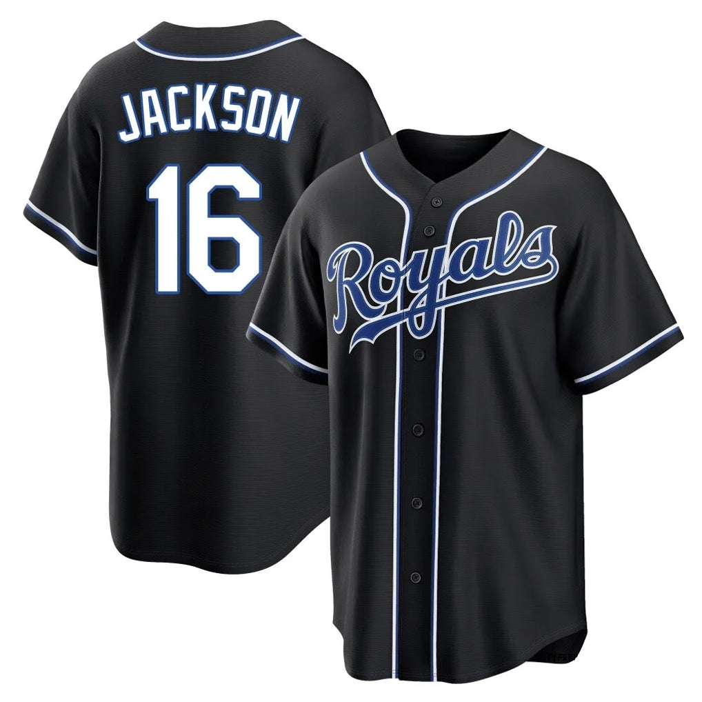 tocy KC.Royals #16 Bo Jackson Player Black Carbon Fashion Home Game Stitched Jerseys