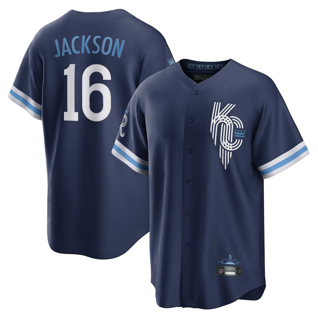tocy KC.Royals #16 Bo Jackson Player Navy City Connect Home Game Stitched Jerseys