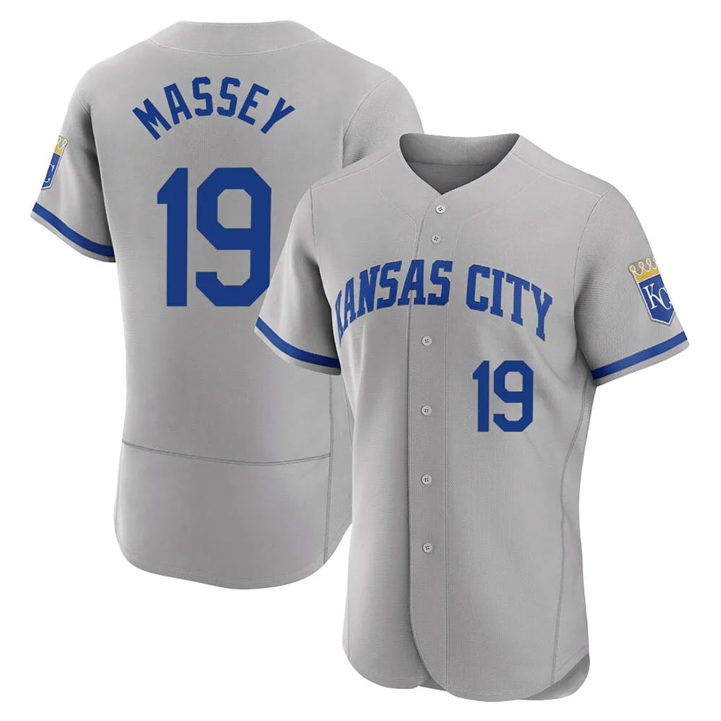 tocy KC.Royals #19 Michael Massey Player Gray Limited Elite Home Game Stitched Jerseys