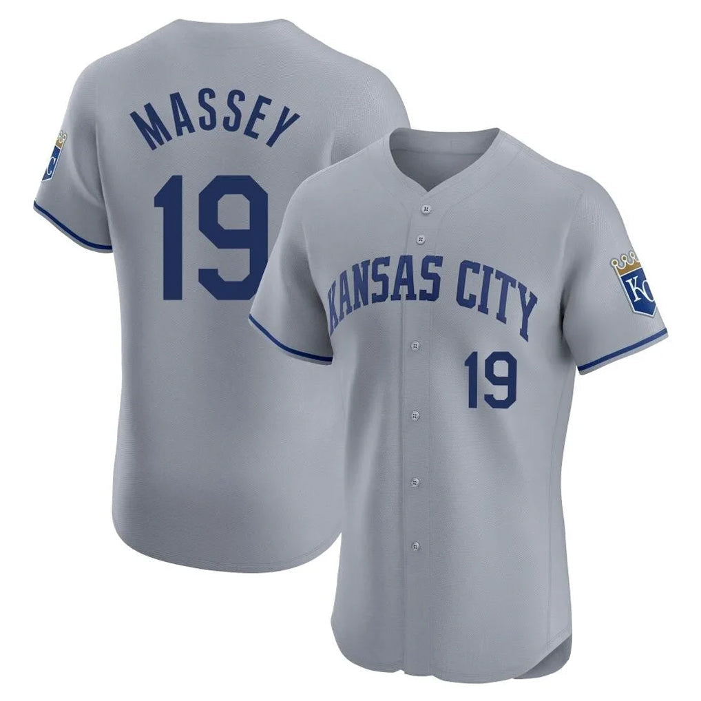 tocy KC.Royals #19 Michael Massey Player Gray Limited Elite Home Stitched Jerseys