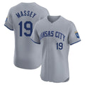 tocy KC.Royals #19 Michael Massey Player Gray Limited Elite Home Stitched Jerseys
