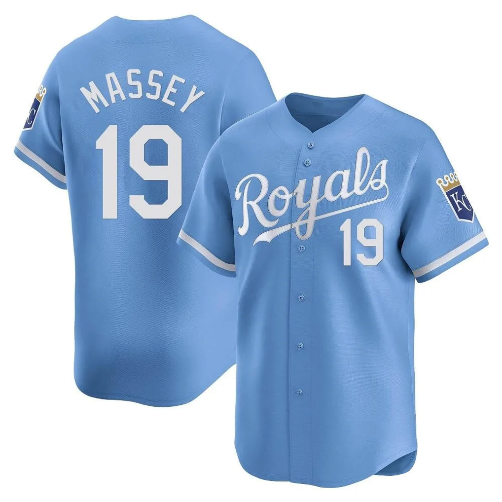 tocy KC.Royals #19 Michael Massey Player Light Blue Alt Limited Home Stitched Jerseys