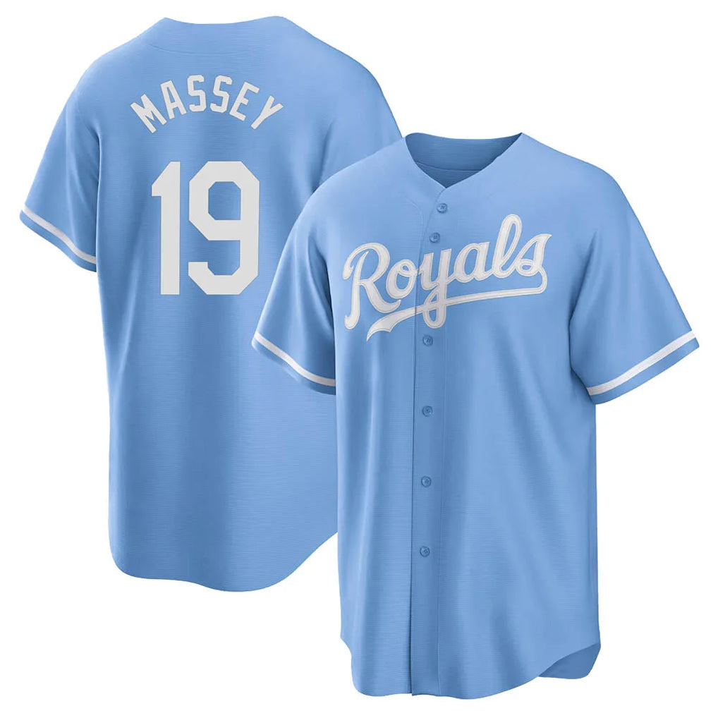 tocy KC.Royals #19 Michael Massey Player Light Blue Home Game Stitched Jerseys