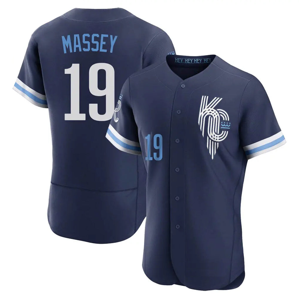 tocy KC.Royals #19 Michael Massey Player Navy City Connect Limited Elite Home Stitched Jerseys