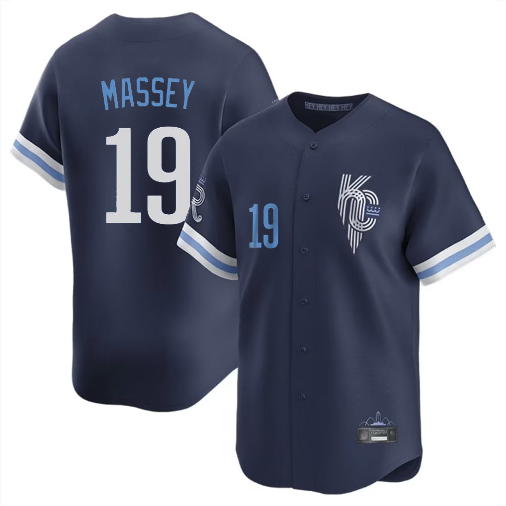 tocy KC.Royals #19 Michael Massey Player Navy City Connect Limited Home Stitched Jerseys