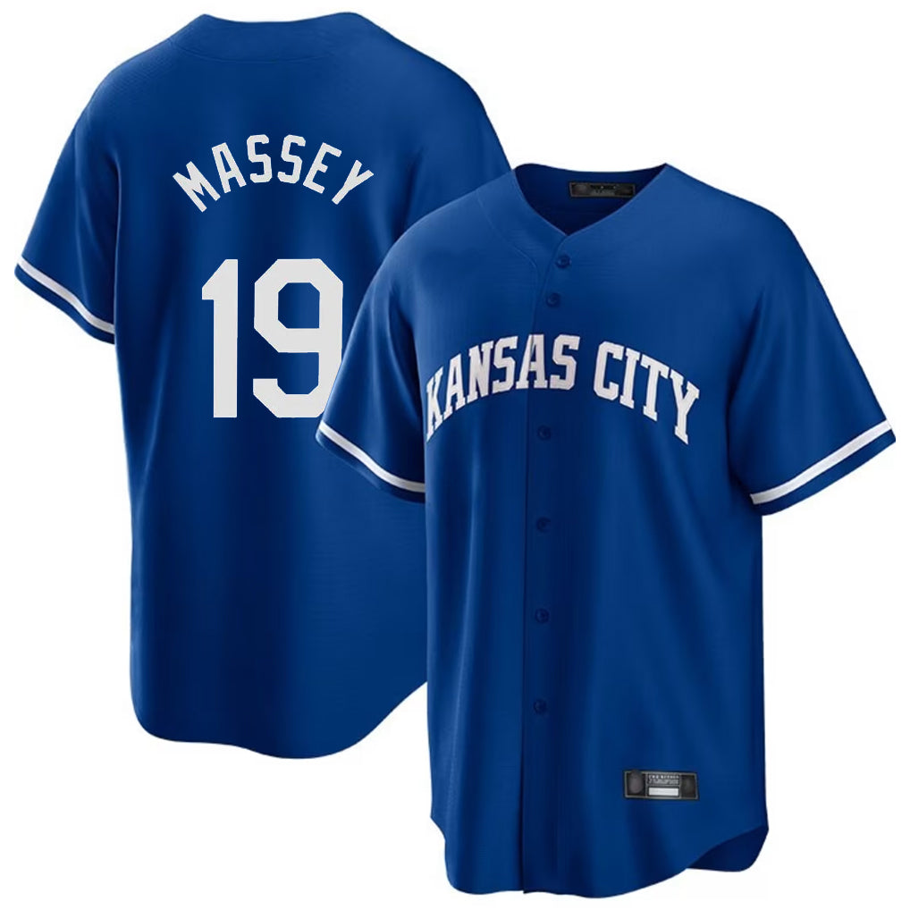 tocy KC.Royals #19 Michael Massey Player Royal Game Home Stitched Jerseys