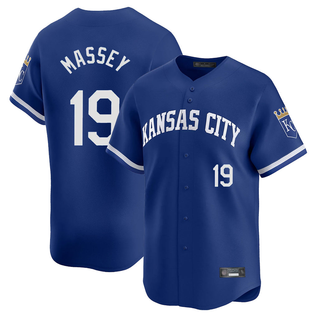 tocy KC.Royals #19 Michael Massey Player Royal Limited Home Stitched Jerseys