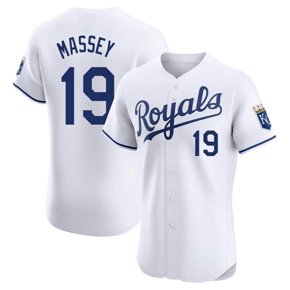 tocy KC.Royals #19 Michael Massey Player White Alt Limited Elite Home Stitched Jerseys