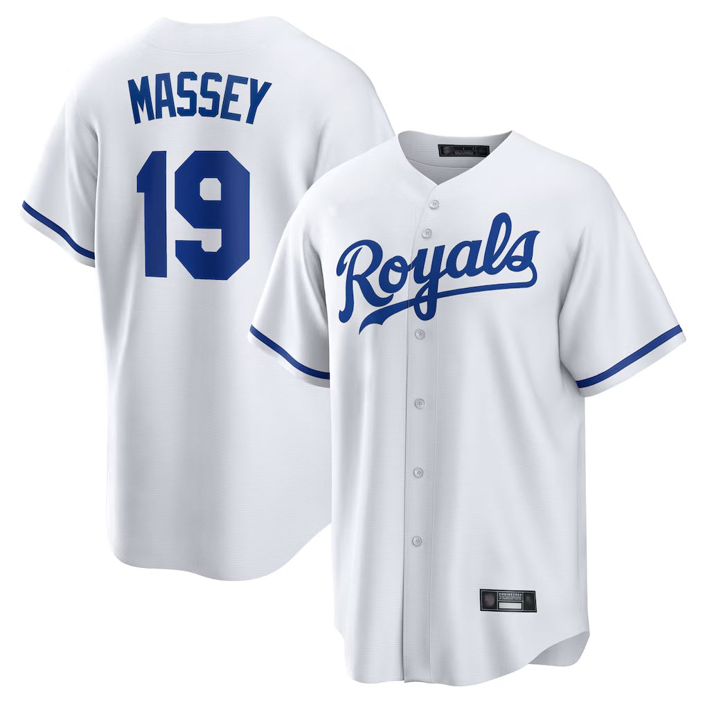 tocy KC.Royals #19 Michael Massey Player White Home Game Stitched Jerseys