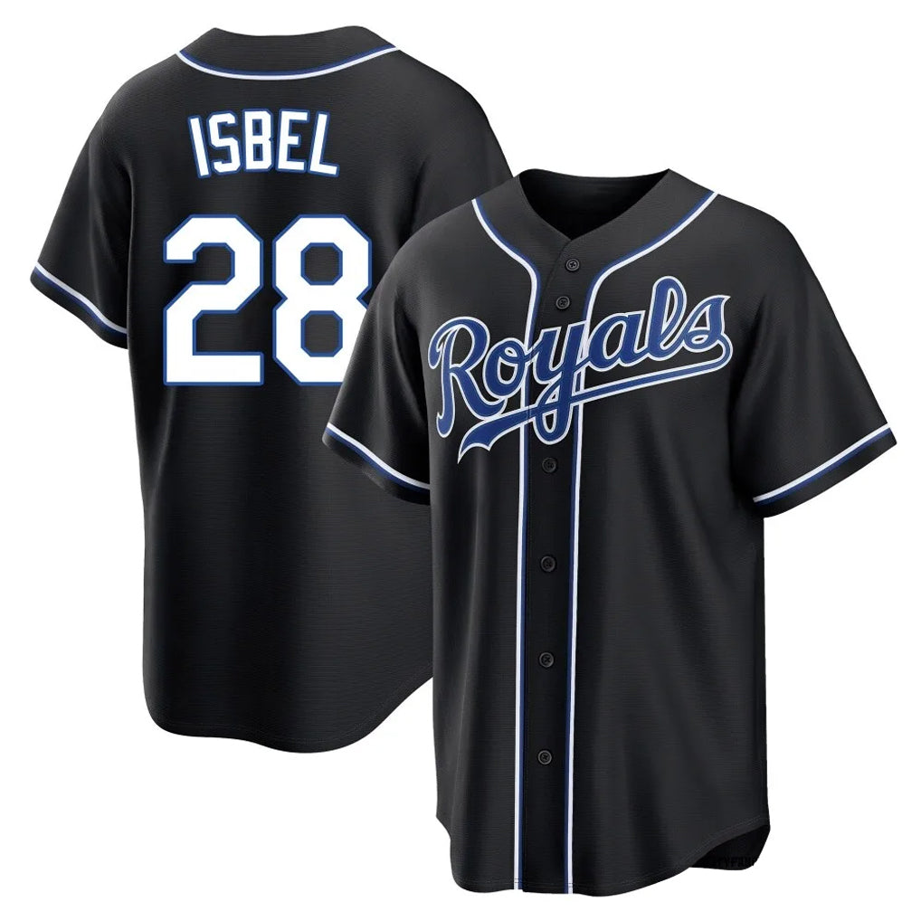 tocy KC.Royals #28 Kyle Isbel Player Black Carbon Fashion Home Game Stitched Jerseys