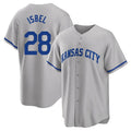 tocy KC.Royals #28 Kyle Isbel Player Gray Game Home Stitched Jerseys