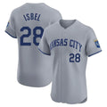 tocy KC.Royals #28 Kyle Isbel Player Gray Limited Elite Home Stitched Jerseys