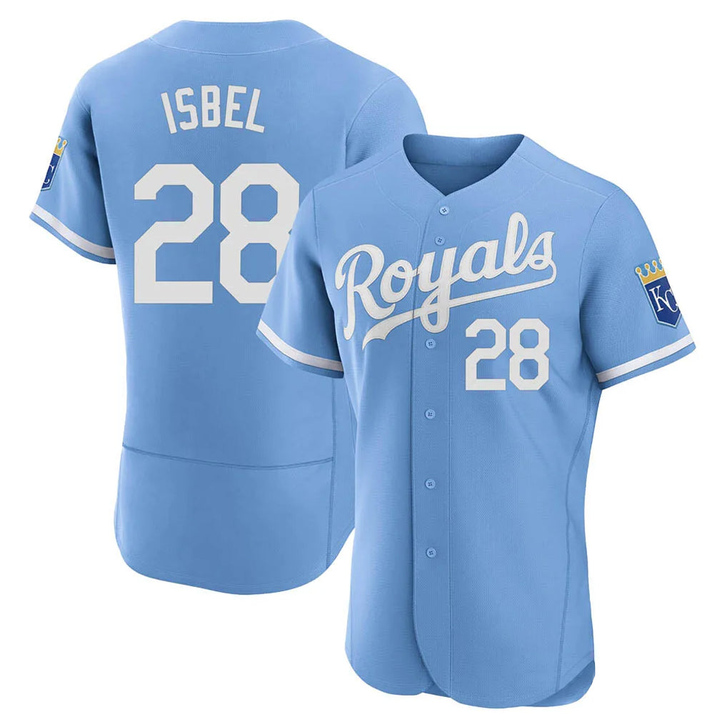 tocy KC.Royals #28 Kyle Isbel Player Light Blue Alt Limited Elite Home Stitched Jerseys
