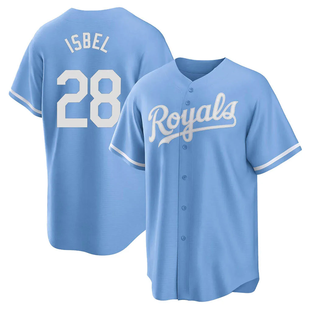 tocy KC.Royals #28 Kyle Isbel Player Light Blue Home Game Stitched Jerseys