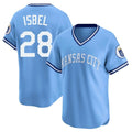 tocy KC.Royals #28 Kyle Isbel Player Light Blue Limited Throwback Cooperstown Collection T-shirt Stitched Jerseys