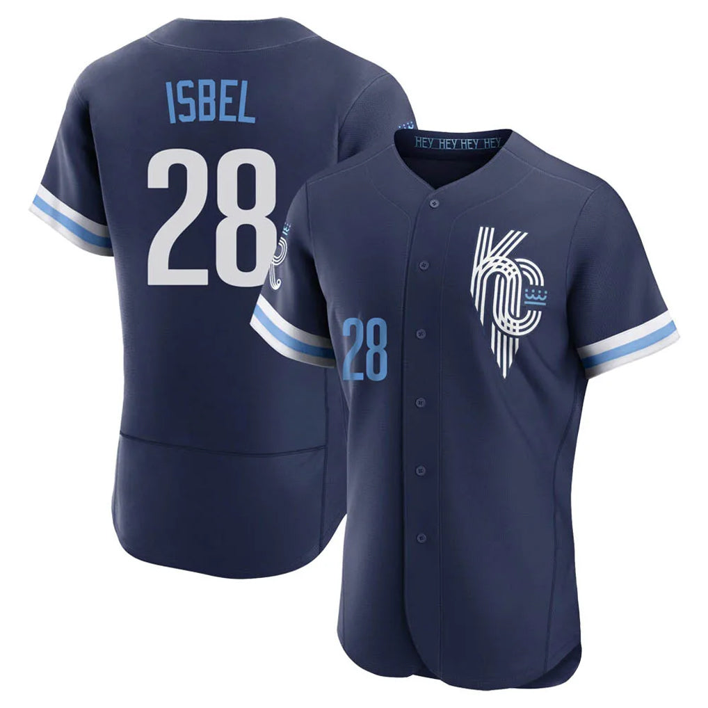 tocy KC.Royals #28 Kyle Isbel Player Navy City Connect Limited Elite Home Stitched Jerseys