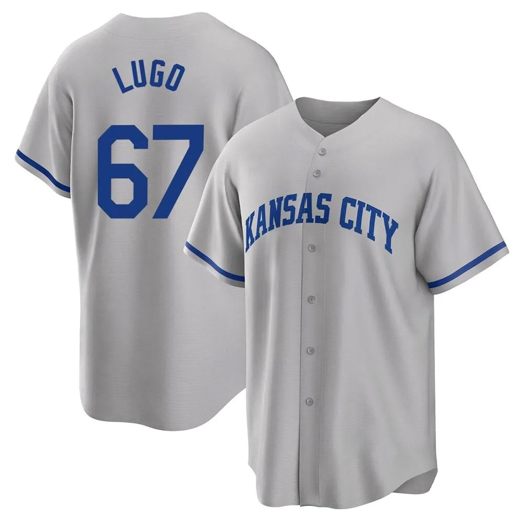 tocy KC.Royals #67 Seth Lugo Player Gray Game Home Stitched Jerseys