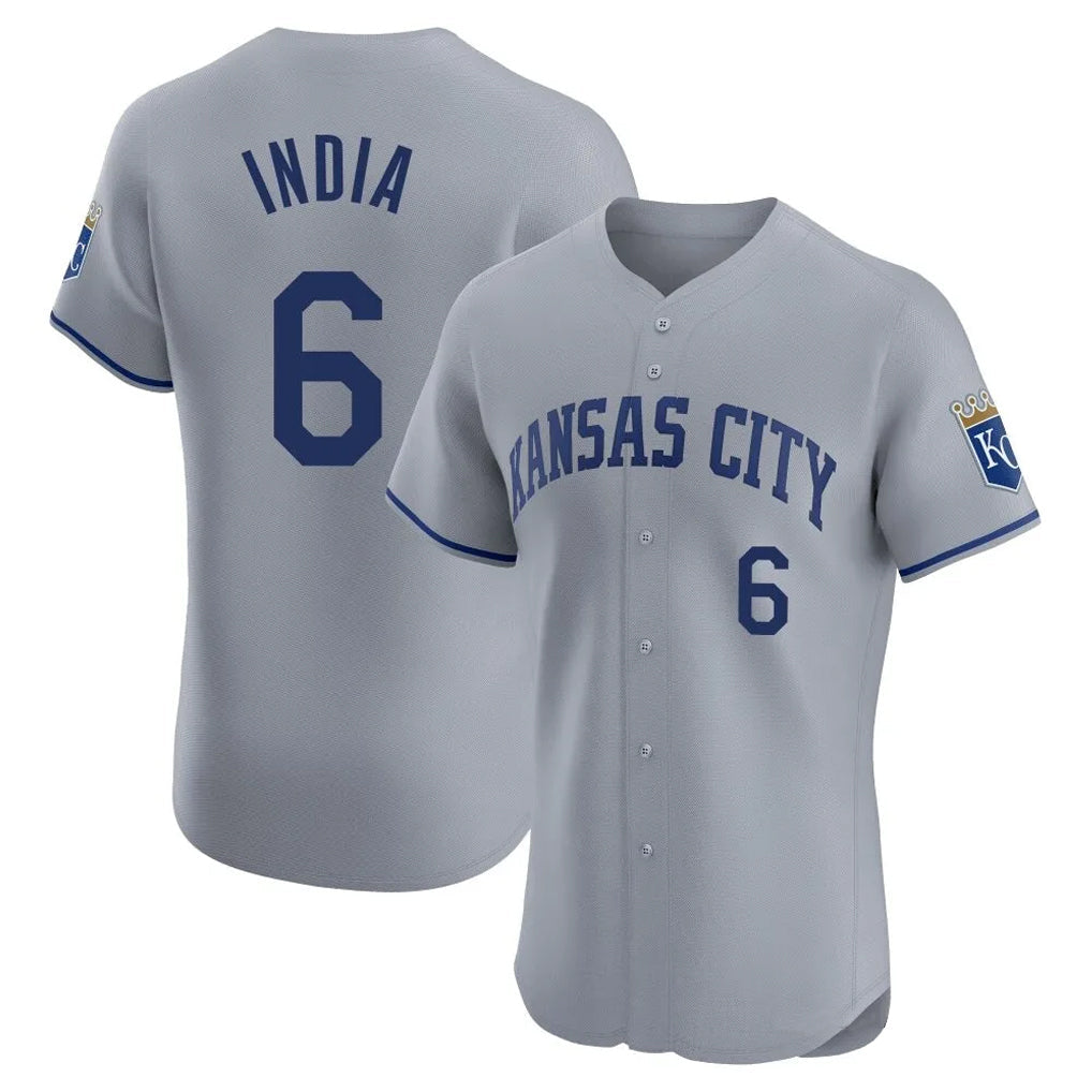 tocy KC.Royals #6 Jonathan India Player Gray Limited Elite Home Stitched Jerseys