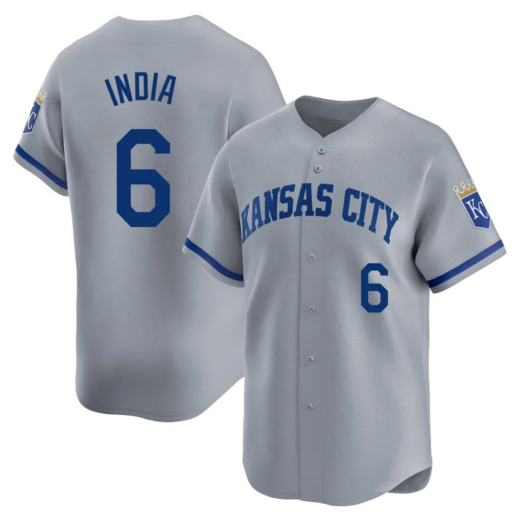 tocy KC.Royals #6 Jonathan India Player Gray Limited Home Stitched Jerseys