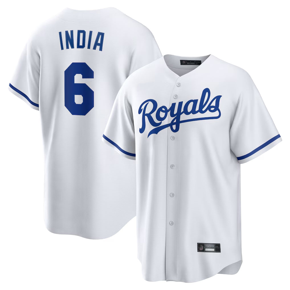 tocy KC.Royals #6 Jonathan India Player White Home Game Stitched Jerseys