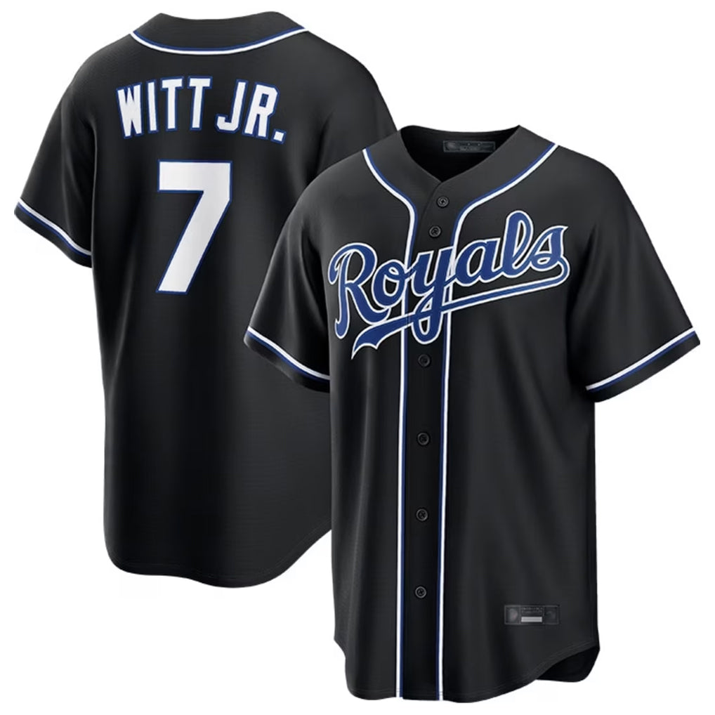 tocy KC.Royals #7 Bobby Witt Jr. Player Black Carbon Fashion Home Game Stitched Jerseys