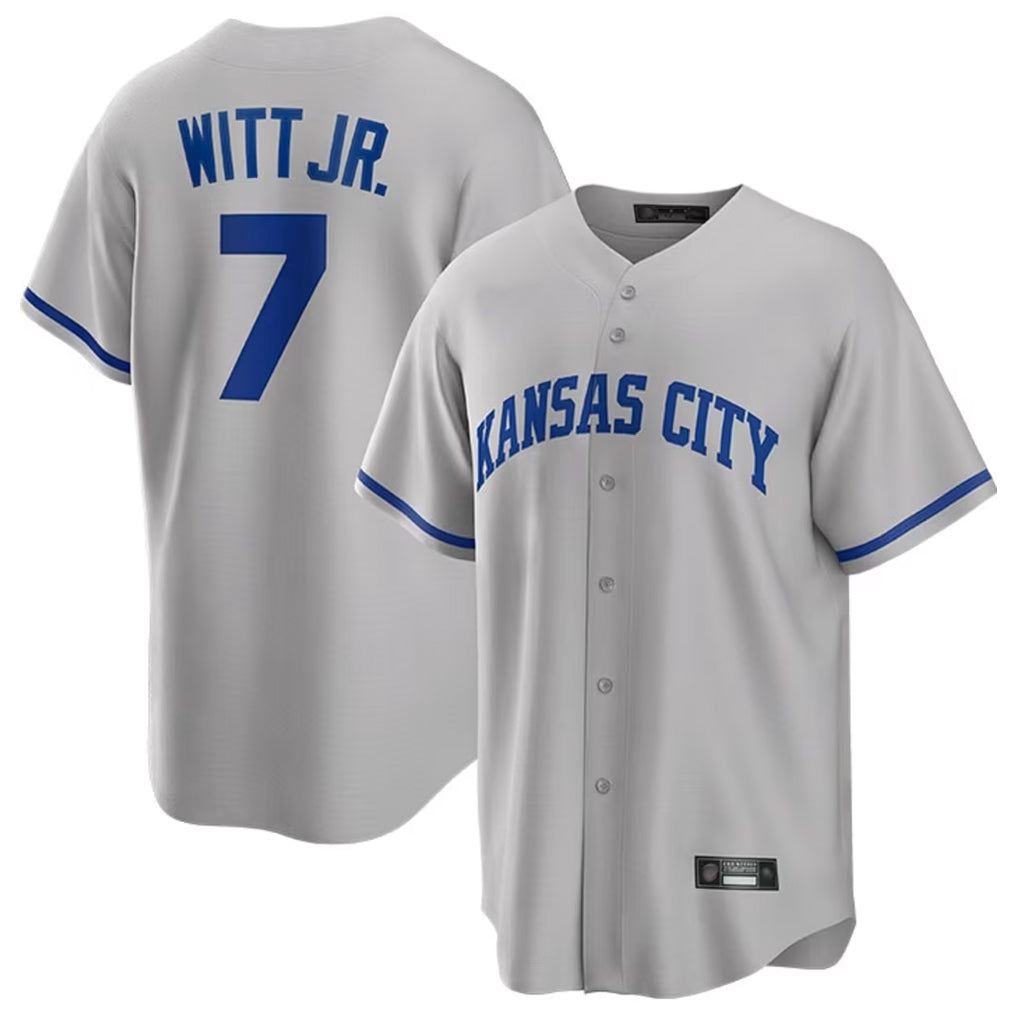 tocy KC.Royals #7 Bobby Witt Jr. Player Gray Game Home Stitched Jerseys