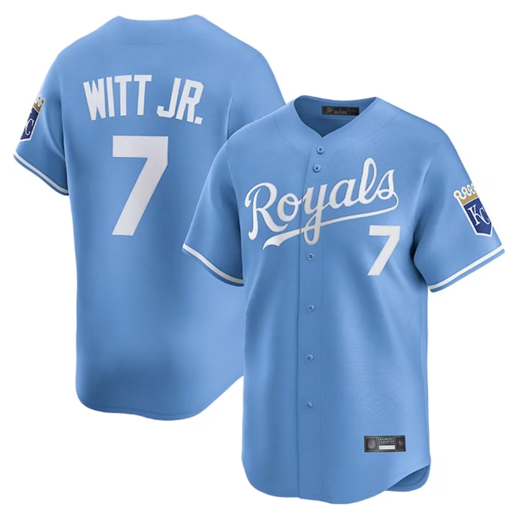 tocy KC.Royals #7 Bobby Witt Jr. Player Light Blue Alt Limited Home Stitched Jerseys