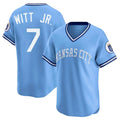 tocy KC.Royals #7 Bobby Witt Jr. Player Light Blue Limited Throwback Cooperstown Collection T-shirt Stitched Jerseys