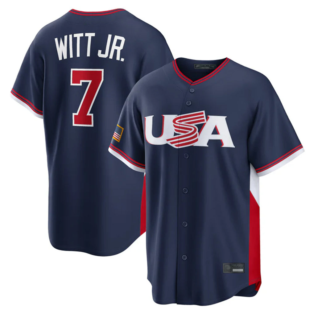 tocy KC.Royals #7 Bobby Witt Jr. Player Navy USA 2026 World Classic Game Stitched Jerseys