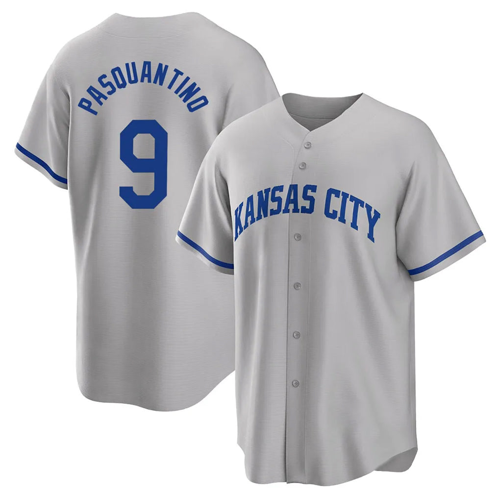 tocy KC.Royals #9 Vinnie Pasquantino Player Gray Game Home Stitched Jerseys