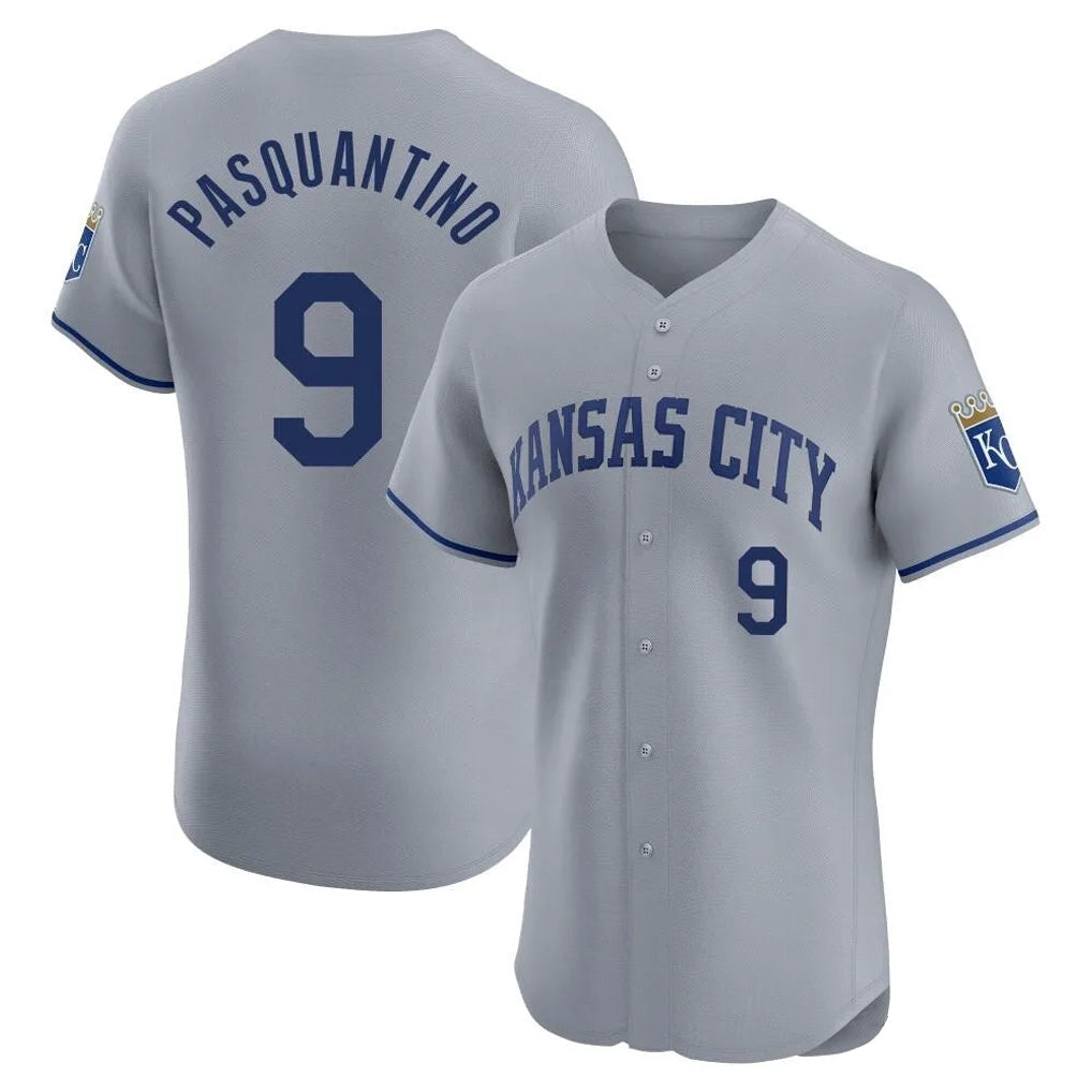 tocy KC.Royals #9 Vinnie Pasquantino Player Gray Limited Elite Home Stitched Jerseys