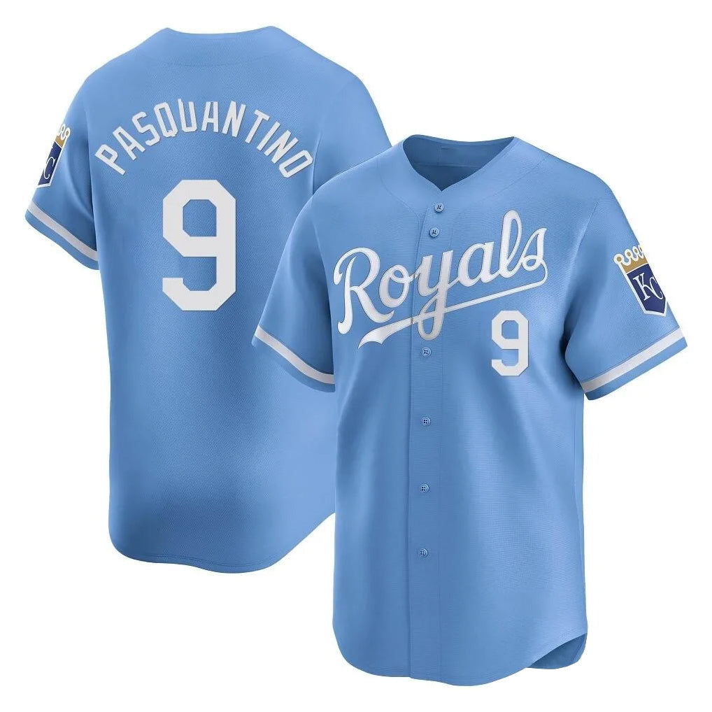 tocy KC.Royals #9 Vinnie Pasquantino Player Light Blue Alt Limited Home Stitched Jerseys