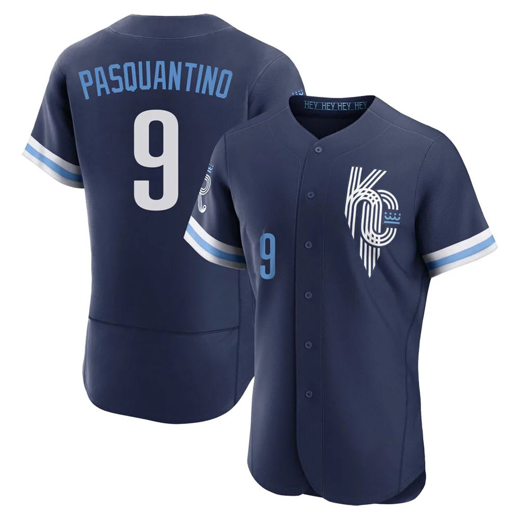 tocy KC.Royals #9 Vinnie Pasquantino Player Navy City Connect Limited Elite Home Stitched Jerseys