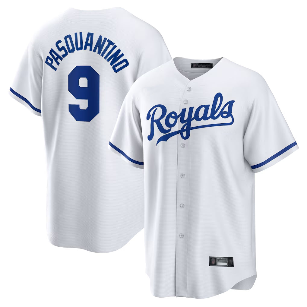 tocy KC.Royals #9 Vinnie Pasquantino Player White Home Game Stitched Jerseys