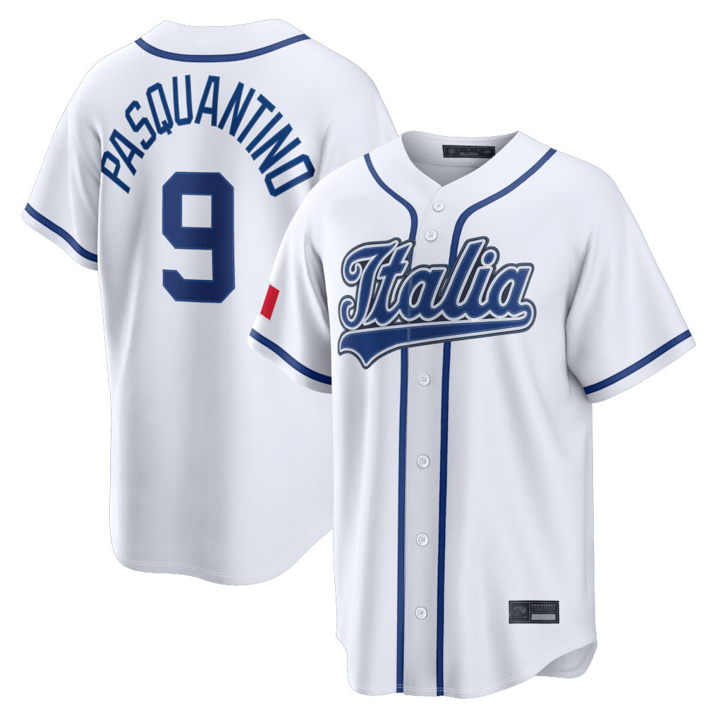 tocy KC.Royals #9 Vinnie Pasquantino Player White Italy 2026 WBC Classic Home Stitched Jerseys