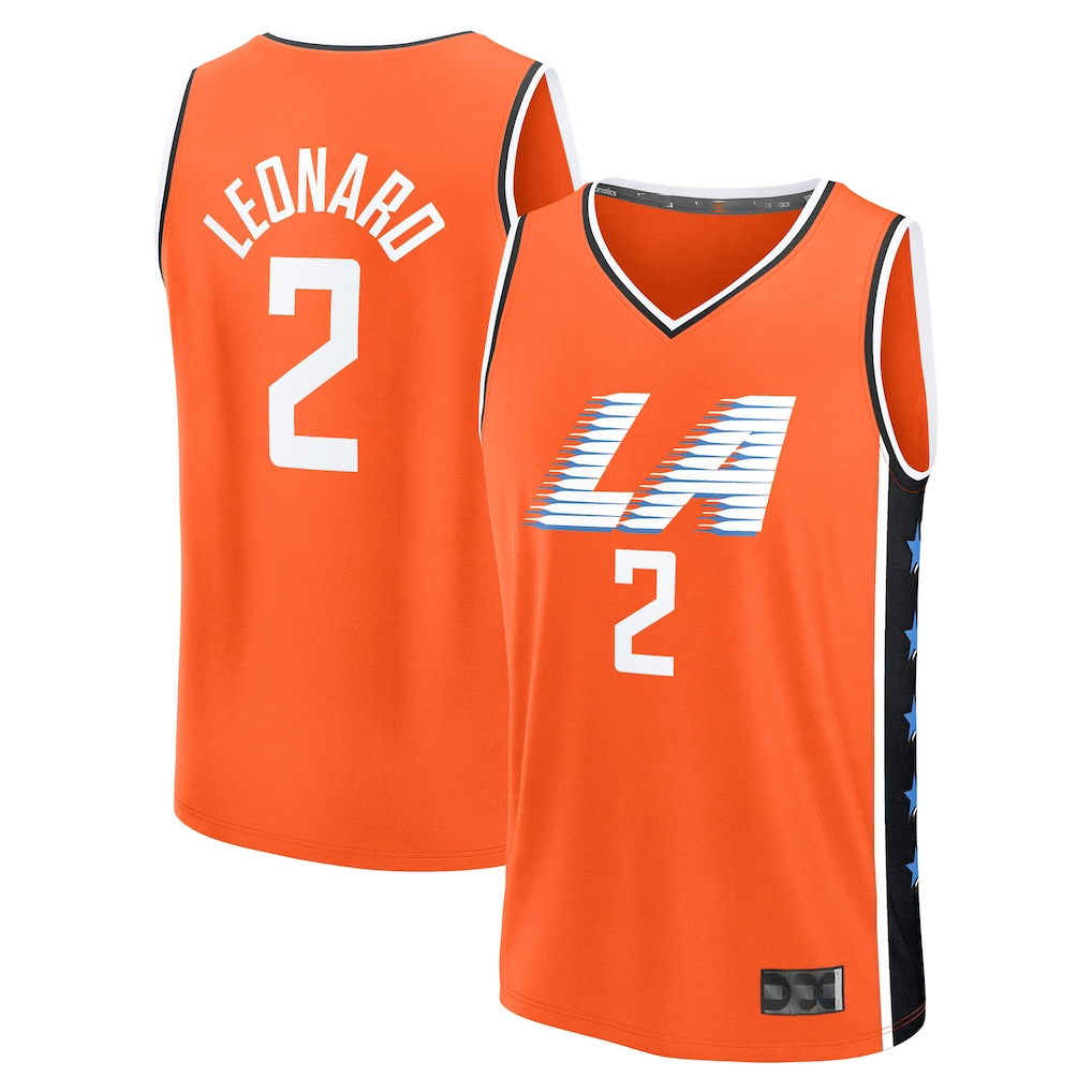 tocy L.Clippers #2 Kawhi Leonard Orange 2025-2026 City Edition Fast Break Stitched Jerseys