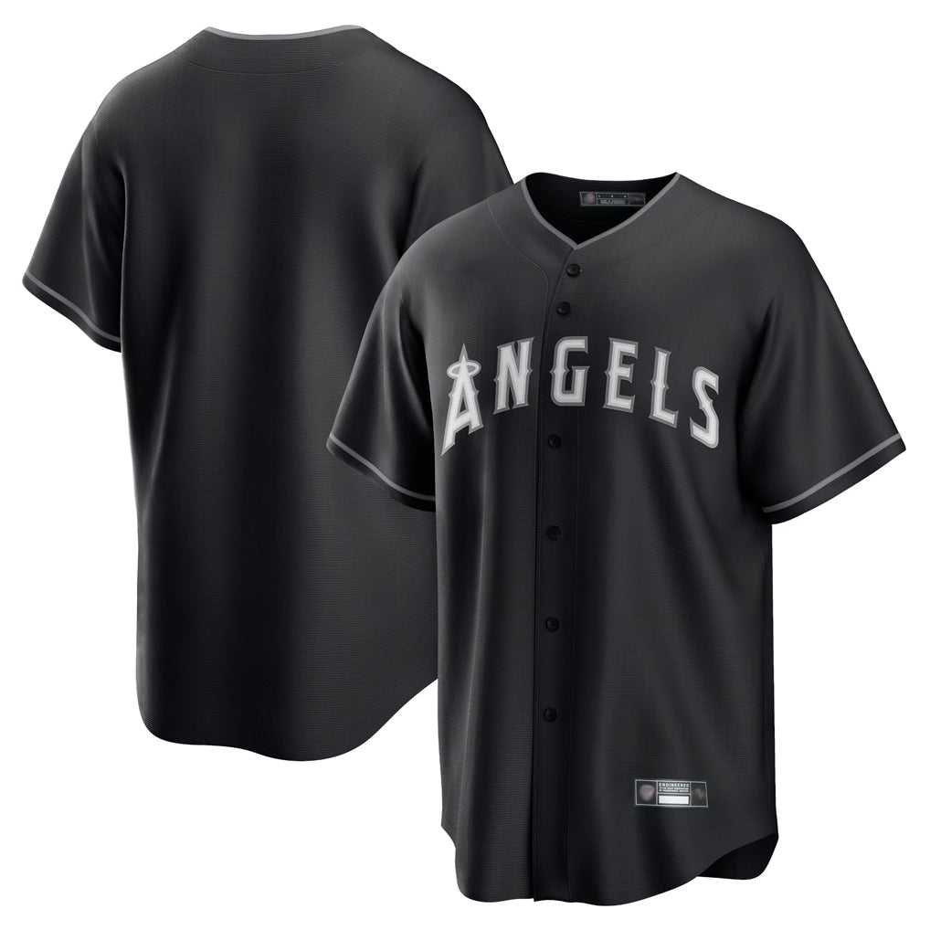 tocy LA.Angels Black Lights Out Fashion T-shirt Blank Player Stitched Jerseys