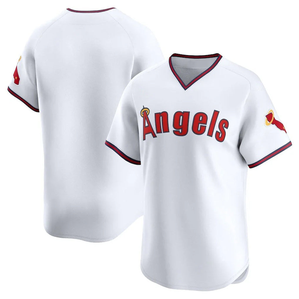 tocy LA.Angels White T-shirt Home Limited Blank Player Stitched Jerseys
