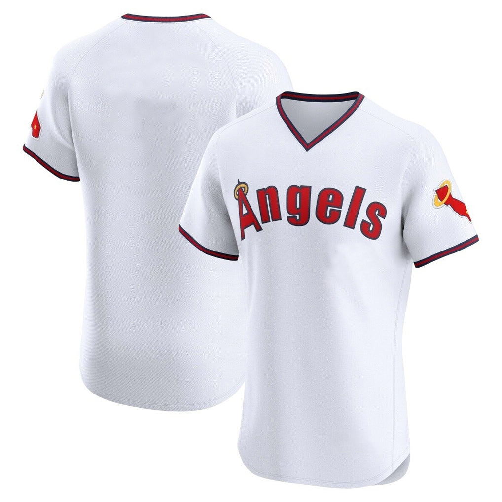 tocy LA.Angels White T-shirt Home Limited Elite Blank Player Stitched Jerseys