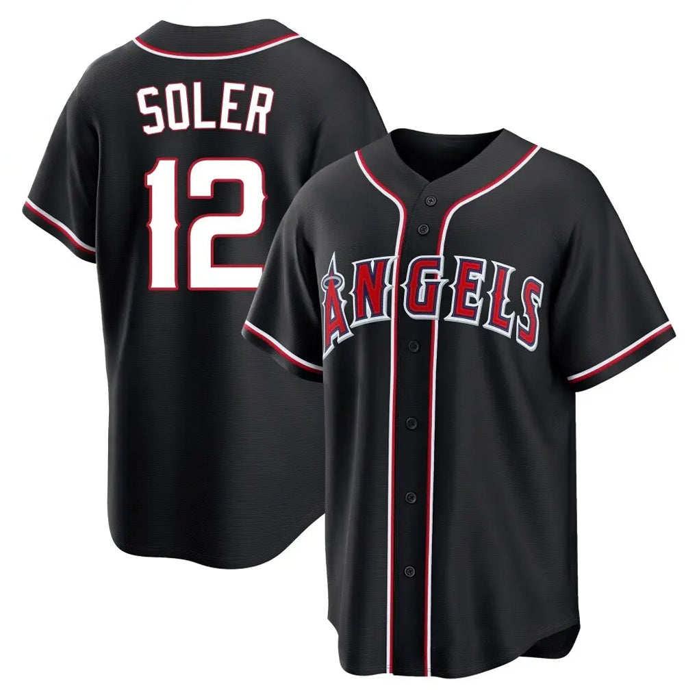 tocy LA.Angels #12 Jorge Soler Player Black Fashion Out Home Game Stitched Jerseys