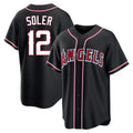 tocy LA.Angels #12 Jorge Soler Player Black Fashion Out Home Game Stitched Jerseys