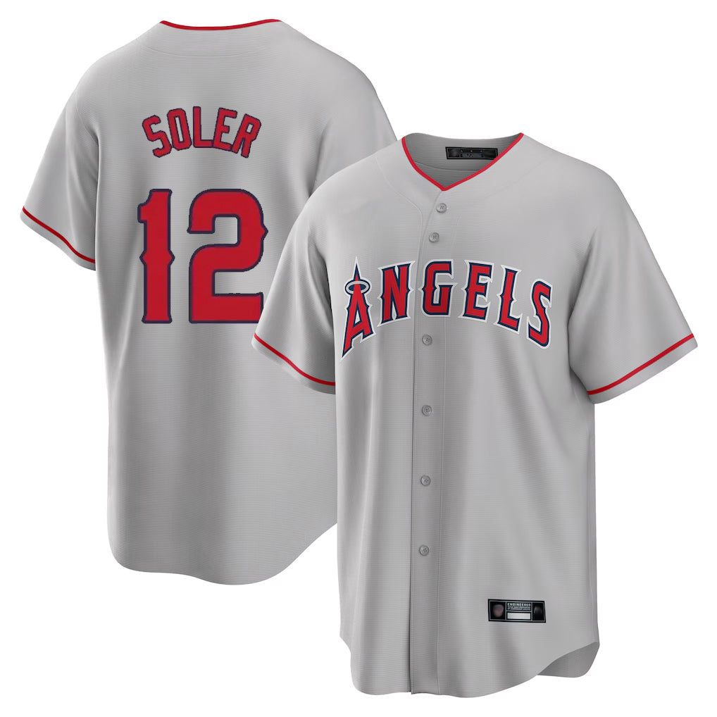 tocy LA.Angels #12 Jorge Soler Player Gray Home Game Stitched Jerseys