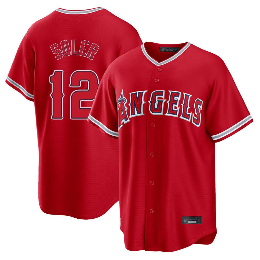 tocy LA.Angels #12 Jorge Soler Player Red Home Game Stitched Jerseys