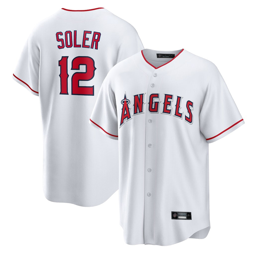 tocy LA.Angels #12 Jorge Soler Player White Home Game Stitched Jerseys