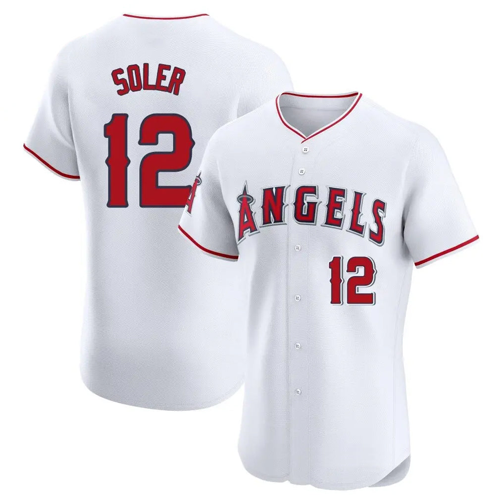 tocy LA.Angels #12 Jorge Soler Player White Limited Elite Stitched Home Jerseys