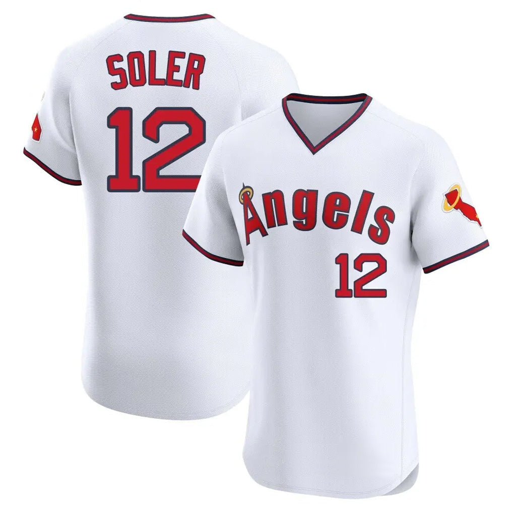 tocy LA.Angels #12 Jorge Soler Player White T-shirt Home Limited Elite Stitched Jerseys