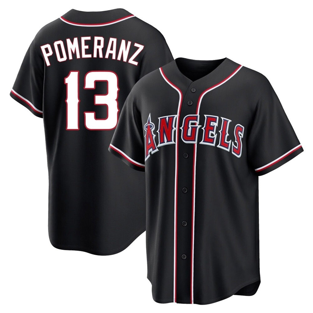 tocy LA.Angels #13 Drew Pomeranz Player Black Fashion Out Home Game Stitched Jerseys