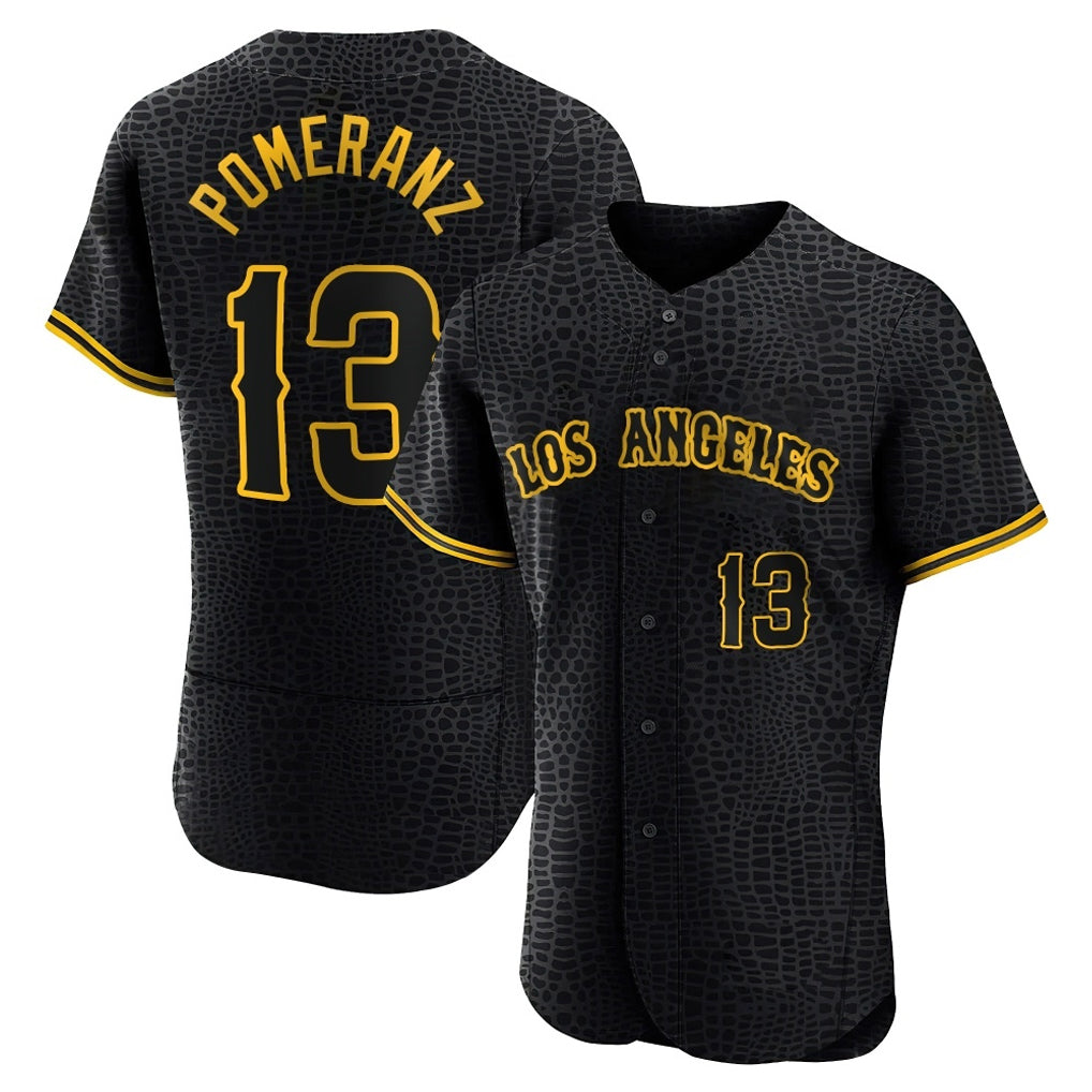 tocy LA.Angels #13 Drew Pomeranz Player Black Snake Skin City Limited Elite Home Stitched Jerseys