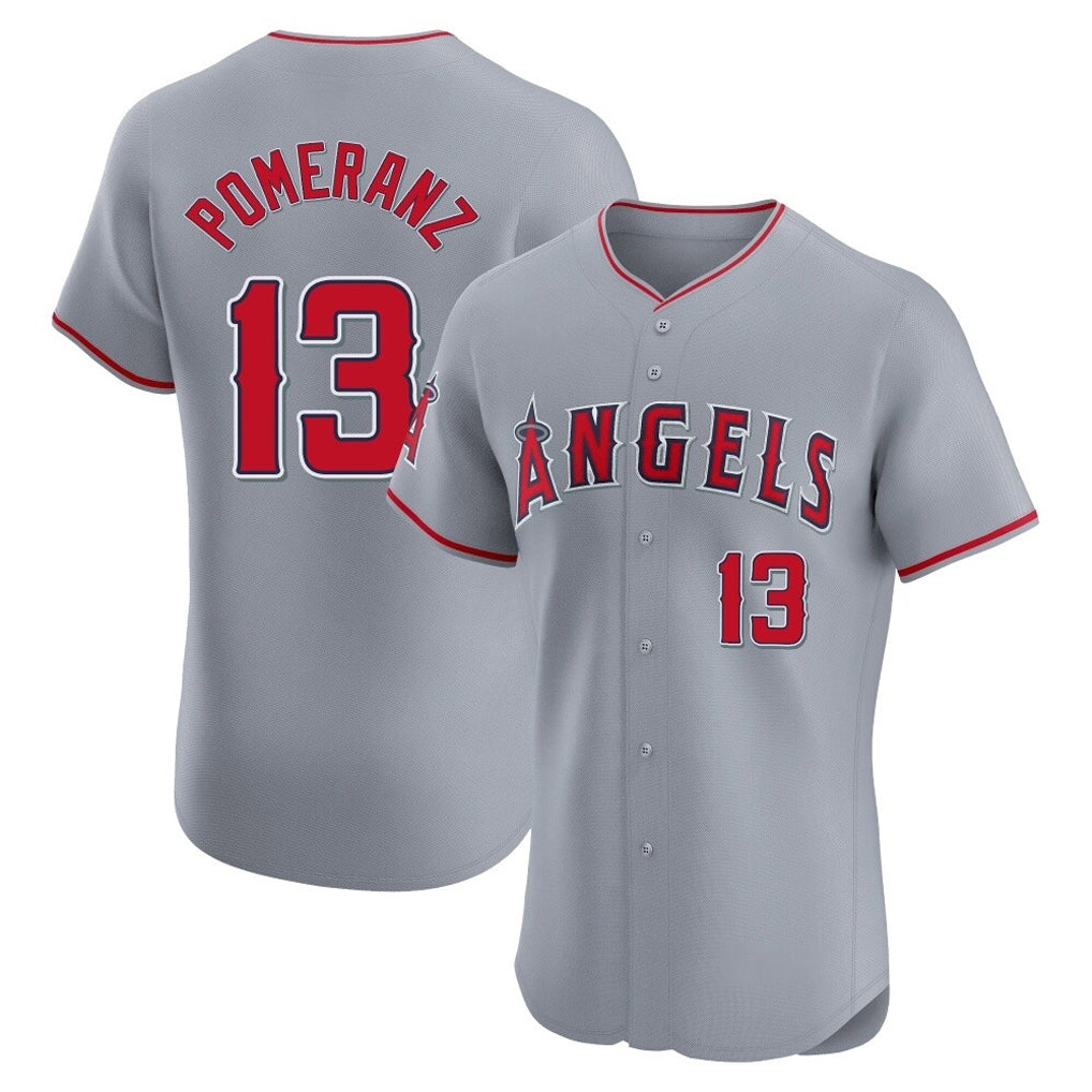 tocy LA.Angels #13 Drew Pomeranz Player Gray Home Limited Elite Stitched Jerseys